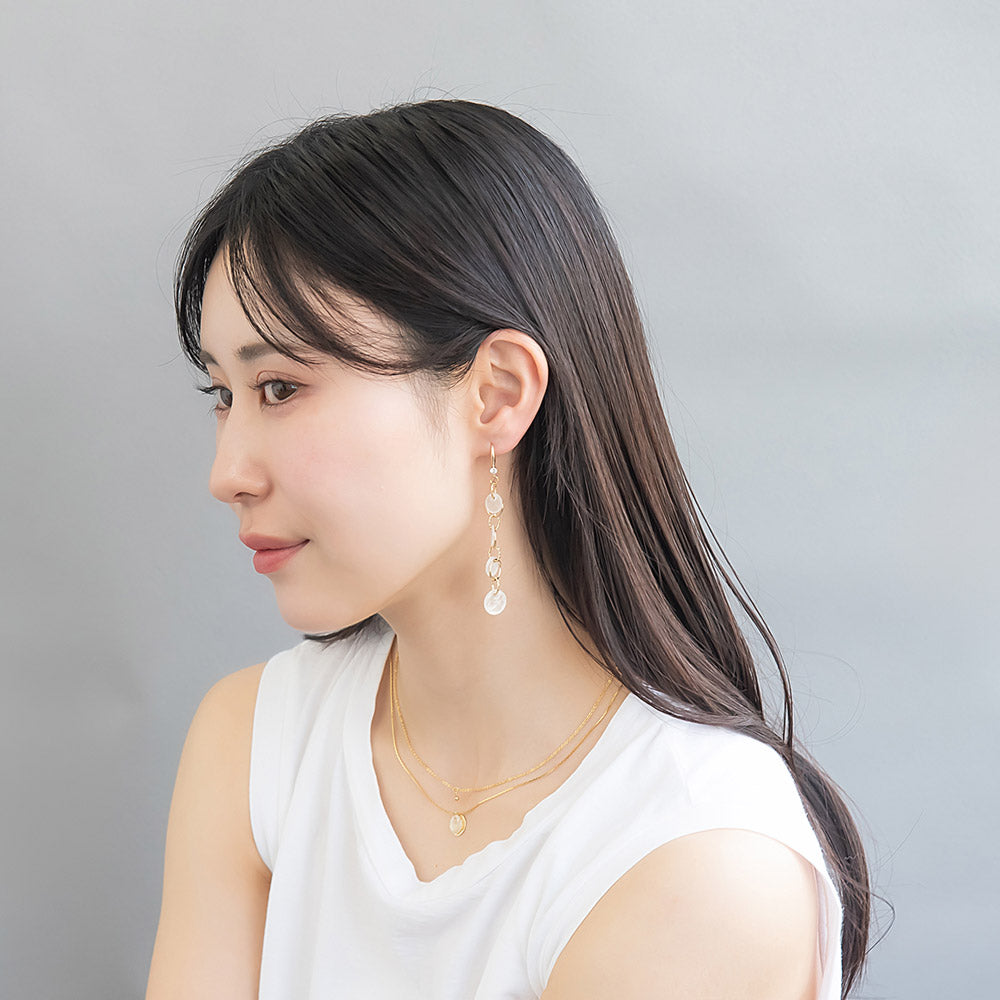 ピアス ニッケルフリー メタル キュービックジルコニア シェル