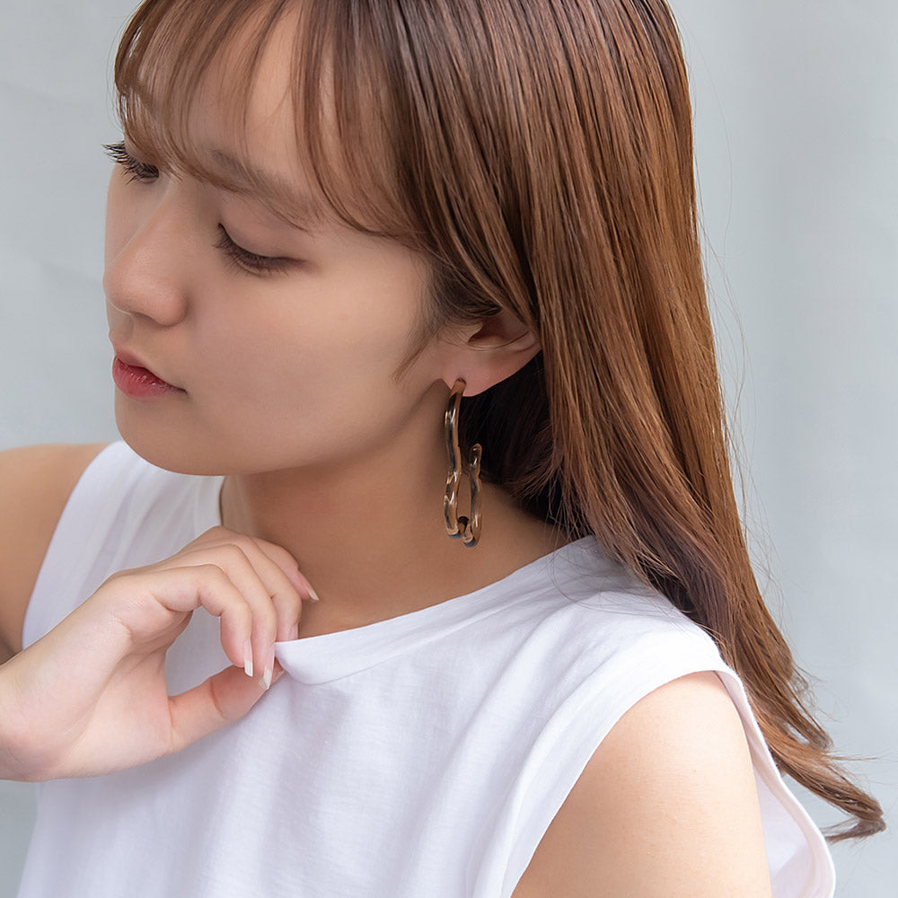 ピアス ニッケルフリー skeleton color ウェーブ ライン メタル