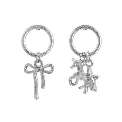 ピアス yura ニッケルフリー メタル リング リボン ユニコーン スター アシンメトリー チタンポスト スタッドピアス