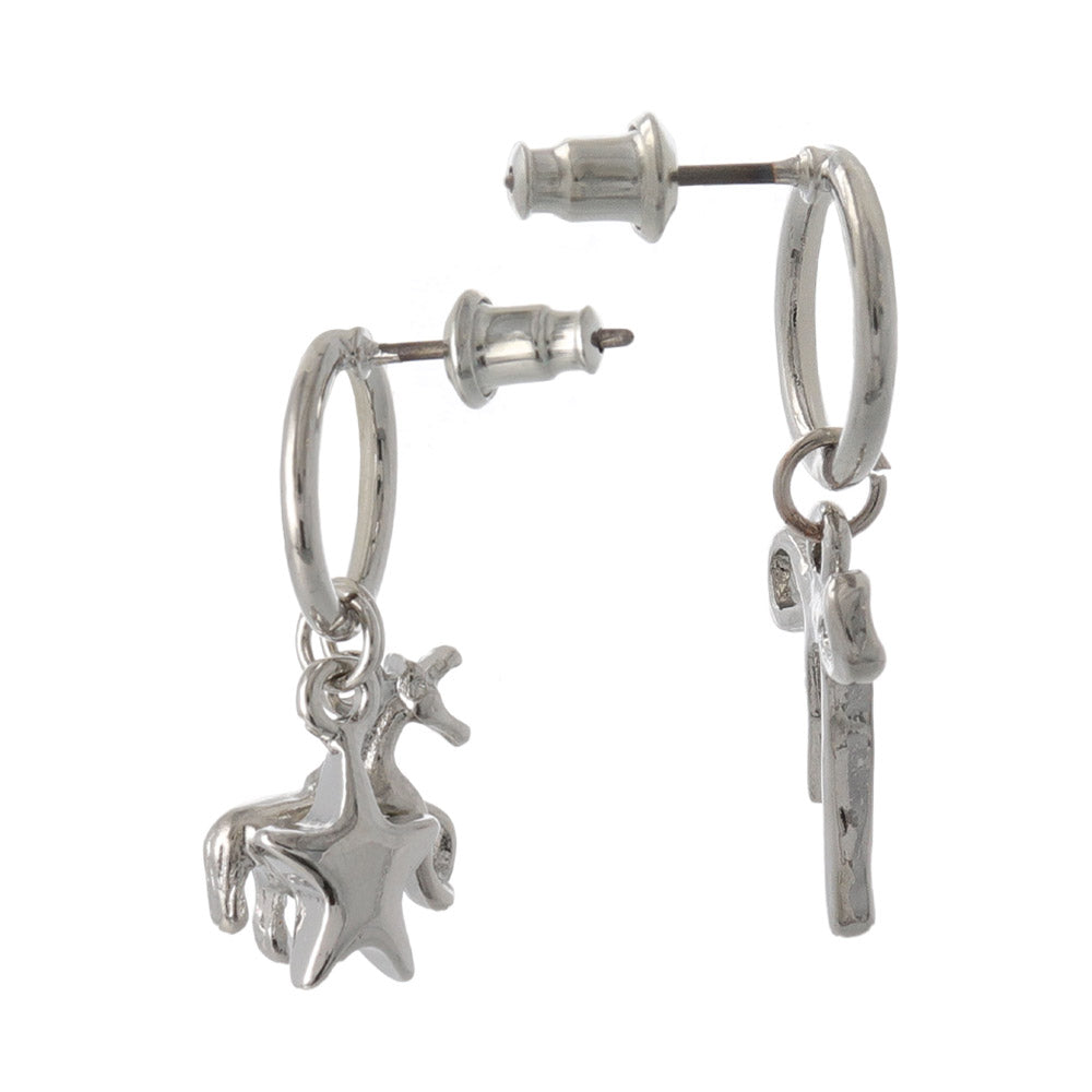 ピアス yura ニッケルフリー メタル リング リボン ユニコーン スター アシンメトリー チタンポスト スタッドピアス