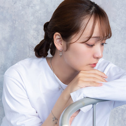 ピアス yura ニッケルフリー メタル リング リボン ユニコーン スター アシンメトリー チタンポスト スタッドピアス