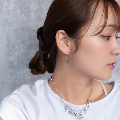 ピアス yura ニッケルフリー メタル リング リボン ユニコーン スター アシンメトリー チタンポスト スタッドピアス