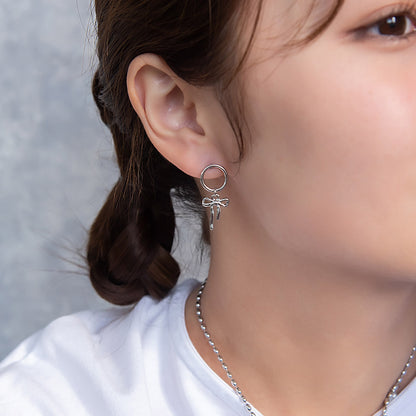 ピアス yura ニッケルフリー メタル リング リボン ユニコーン スター アシンメトリー チタンポスト スタッドピアス