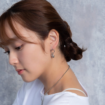 ピアス yura ニッケルフリー メタル リング リボン ユニコーン スター アシンメトリー チタンポスト スタッドピアス