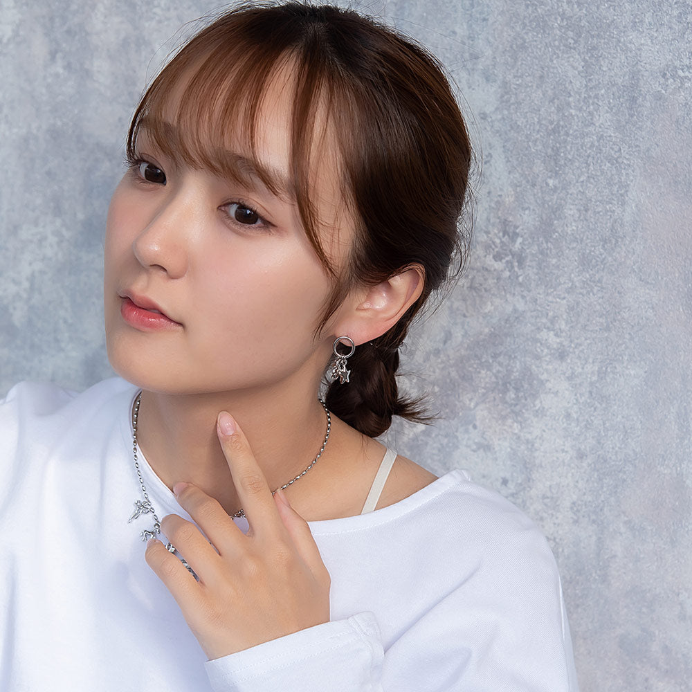 ピアス yura ニッケルフリー メタル リング リボン ユニコーン スター アシンメトリー チタンポスト スタッドピアス