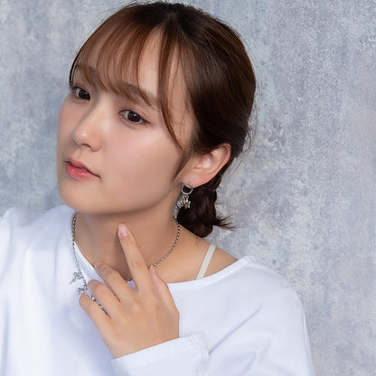 ピアス yura ニッケルフリー メタル リング リボン ユニコーン スター アシンメトリー チタンポスト スタッドピアス