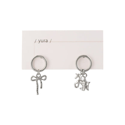 ピアス yura ニッケルフリー メタル リング リボン ユニコーン スター アシンメトリー チタンポスト スタッドピアス
