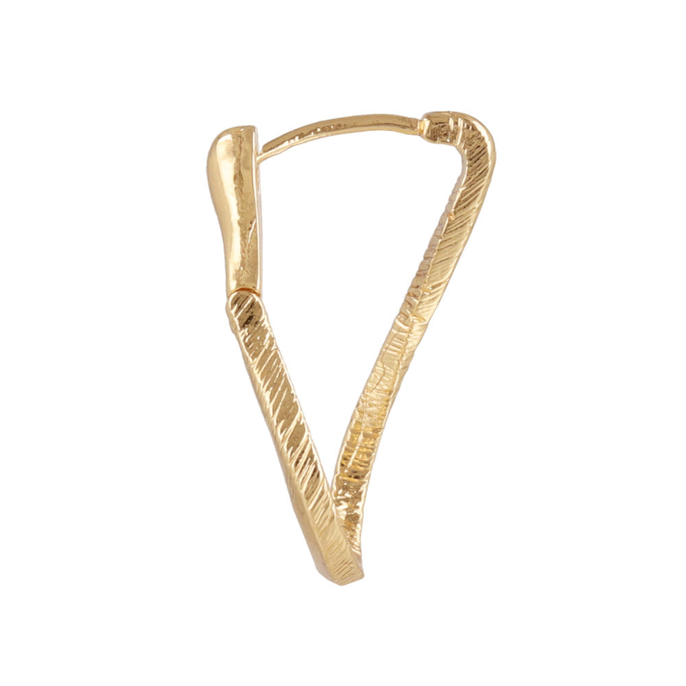 ピアス ニッケルフリー メタル スリム ライン テクスチャー ドロップ ワンタッチ フープピアス