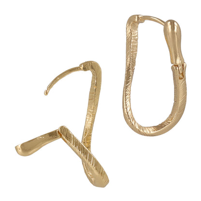 ピアス ニッケルフリー メタル スリム ライン テクスチャー ドロップ ワンタッチ フープピアス