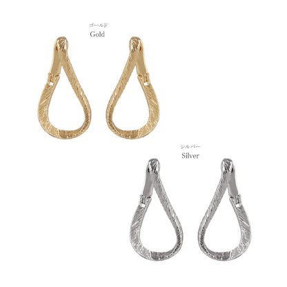 ピアス ニッケルフリー メタル スリム ライン テクスチャー ドロップ ワンタッチ フープピアス