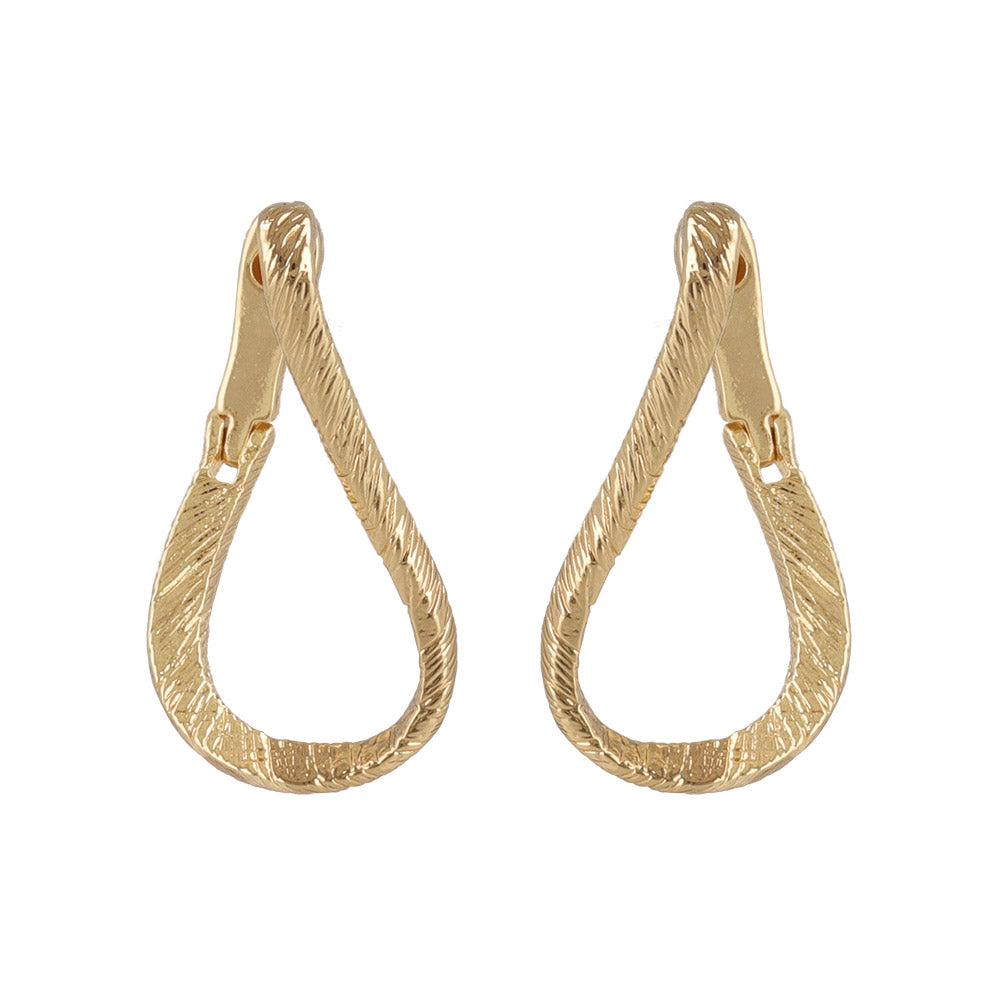 ピアス ニッケルフリー メタル スリム ライン テクスチャー ドロップ ワンタッチ フープピアス