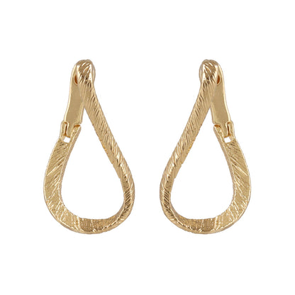 ピアス ニッケルフリー メタル スリム ライン テクスチャー ドロップ ワンタッチ フープピアス