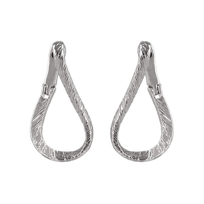 ピアス ニッケルフリー メタル スリム ライン テクスチャー ドロップ ワンタッチ フープピアス