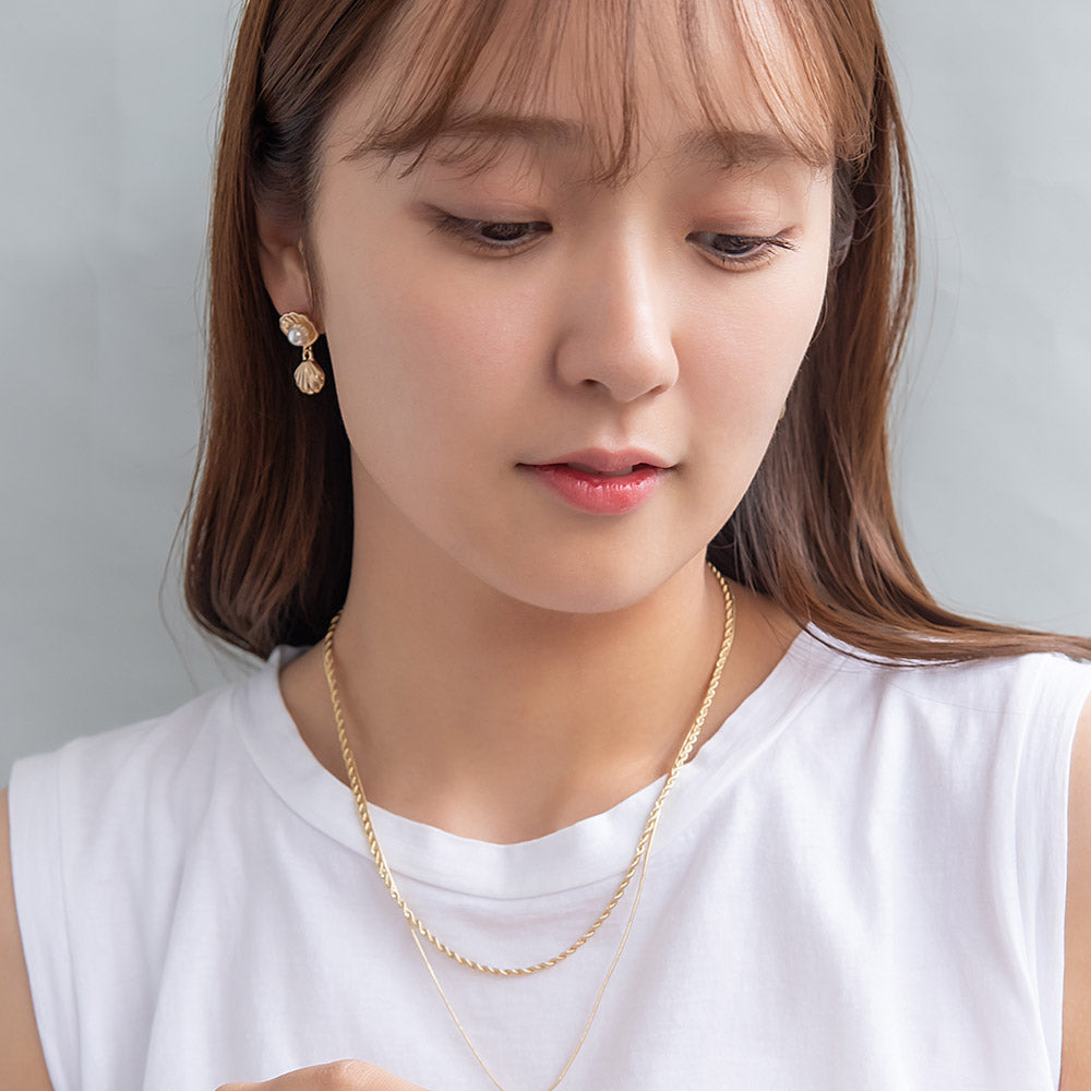 ピアス ニッケルフリー メタル シェル パール チタンポスト スタッドピアス