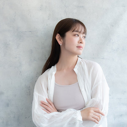 ピアス ニッケルフリー メタル キュービックジルコニア オーバル ダブル ライン J チタンポスト C型 スタッドピアス