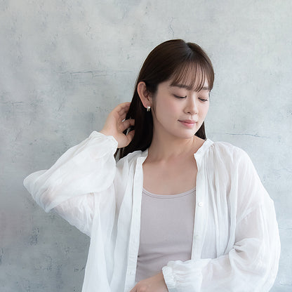 ピアス ニッケルフリー メタル キュービックジルコニア ハート ダブル ライン J チタンポスト C型 スタッドピアス