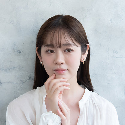 ピアス ニッケルフリー メタル キュービックジルコニア ドロップ リボン チタンポスト スタッドピアス