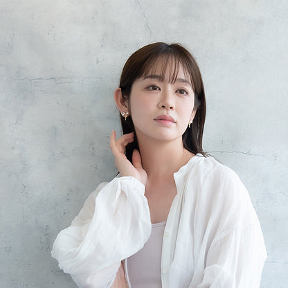 ピアス ニッケルフリー メタル キュービックジルコニア ドロップ リボン チタンポスト スタッドピアス