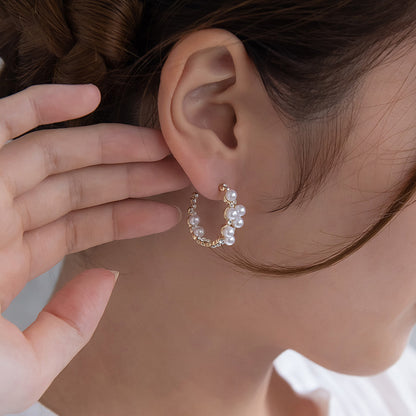 Classy ピアス ニッケルフリー メタル ミニ キュービックジルコニア パール バブル インナー チタンポスト C型 スタッドピアス