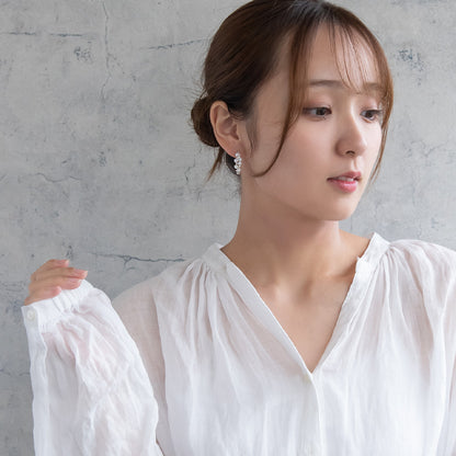 Classy ピアス ニッケルフリー メタル ミニ キュービックジルコニア パール バブル インナー チタンポスト C型 スタッドピアス