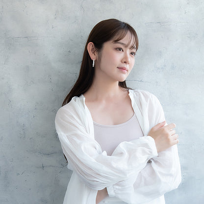 ピアス ニッケルフリー メタル ミニ ストーン トライアングル ビーズ ハーフ フープピアス