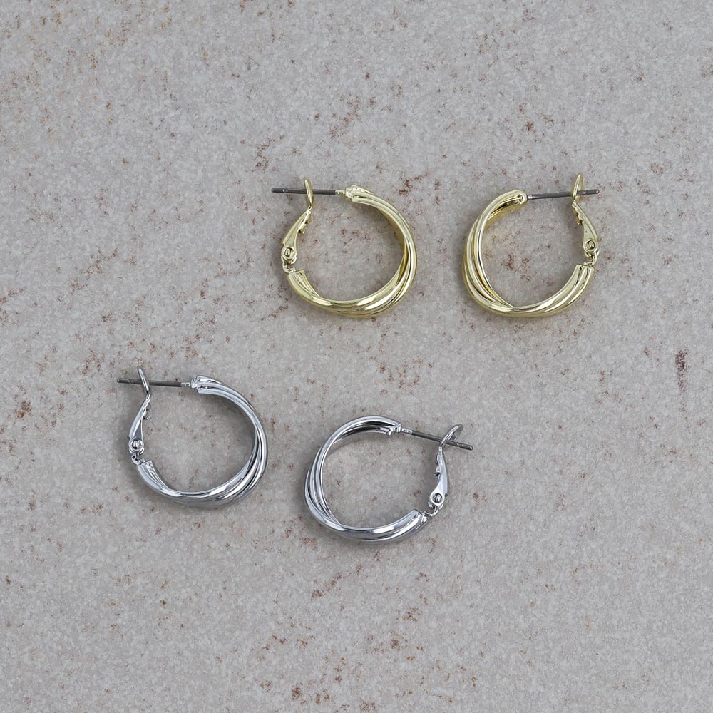 ピアス ニッケルフリー メタル クロス チタンポスト フープピアス