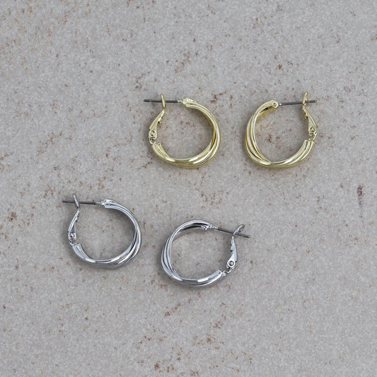 ピアス ニッケルフリー メタル クロス チタンポスト フープピアス