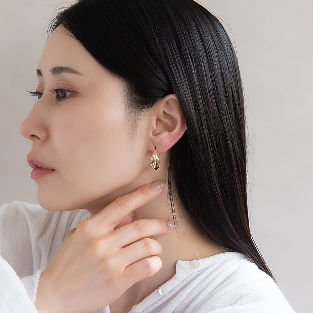 ピアス ニッケルフリー メタル クロス チタンポスト フープピアス