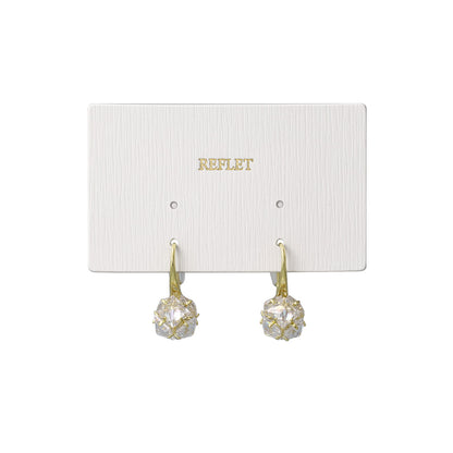 ピアス ニッケルフリー メタル キュービックジルコニア スクエアカット ボール フックピアス