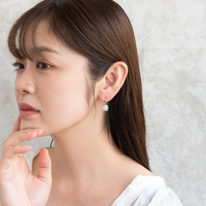 ピアス ニッケルフリー メタル キュービックジルコニア スクエアカット ボール フックピアス