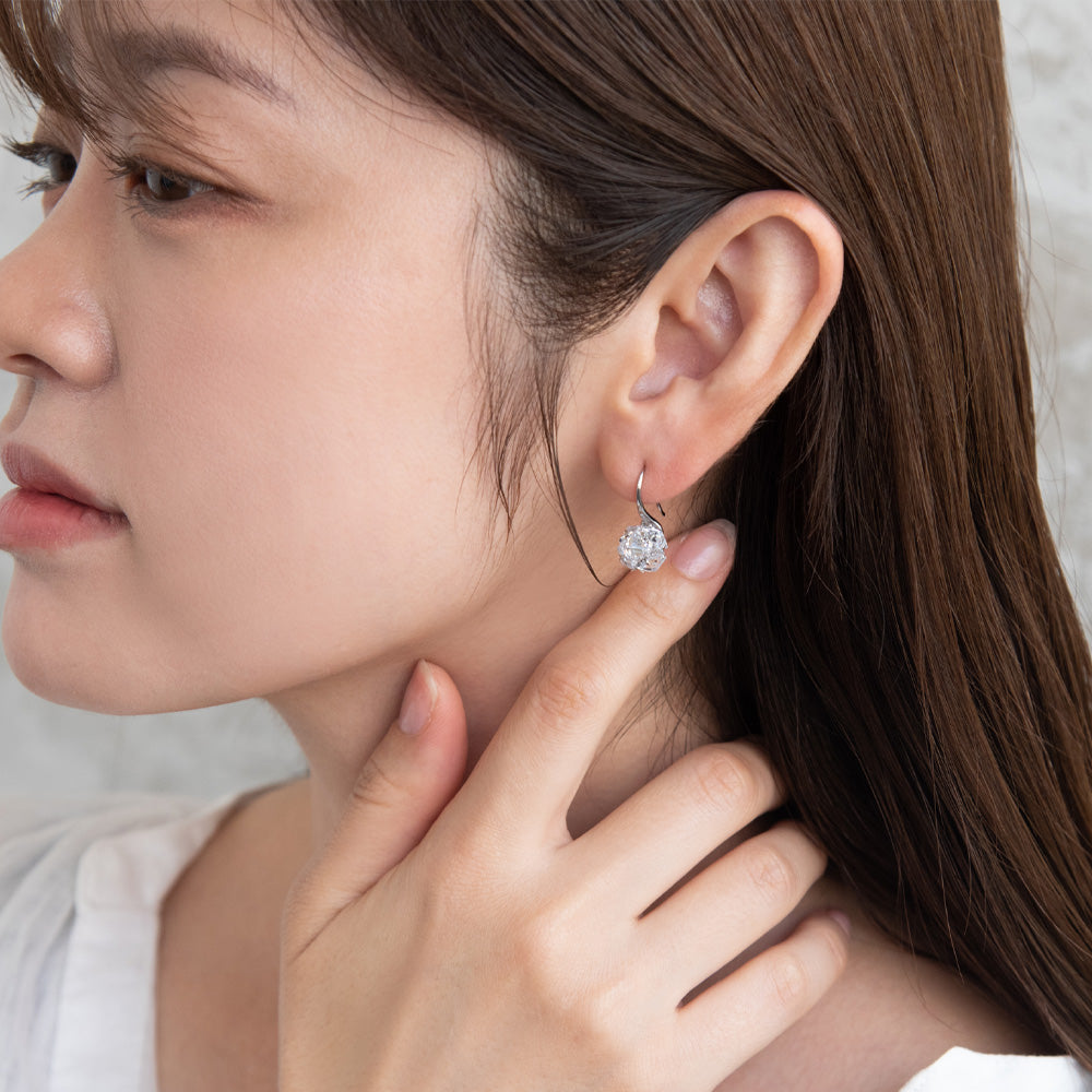 ピアス ニッケルフリー メタル キュービックジルコニア スクエアカット ボール フックピアス