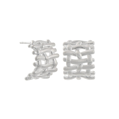 ピアス ニッケルフリー neige. メタル メッシュ スクエア カーブ スタッドピアス