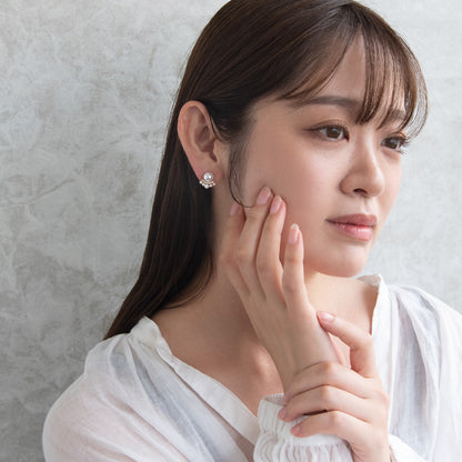 ピアス ニッケルフリー メタル ミニ キュービックジルコニア パール チタンポスト スタッドピアス