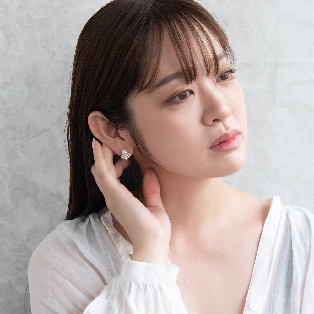 ピアス ニッケルフリー メタル ミニ キュービックジルコニア パール チタンポスト スタッドピアス
