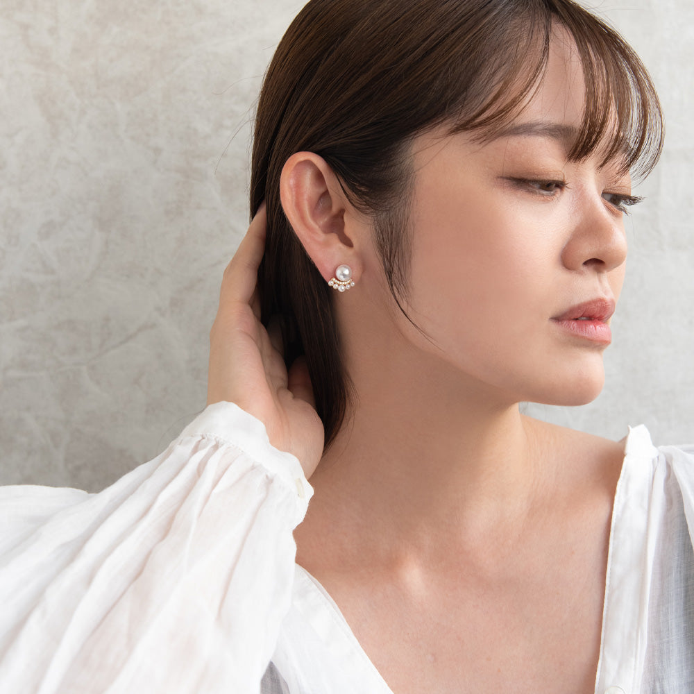 ピアス ニッケルフリー メタル ミニ キュービックジルコニア パール チタンポスト スタッドピアス