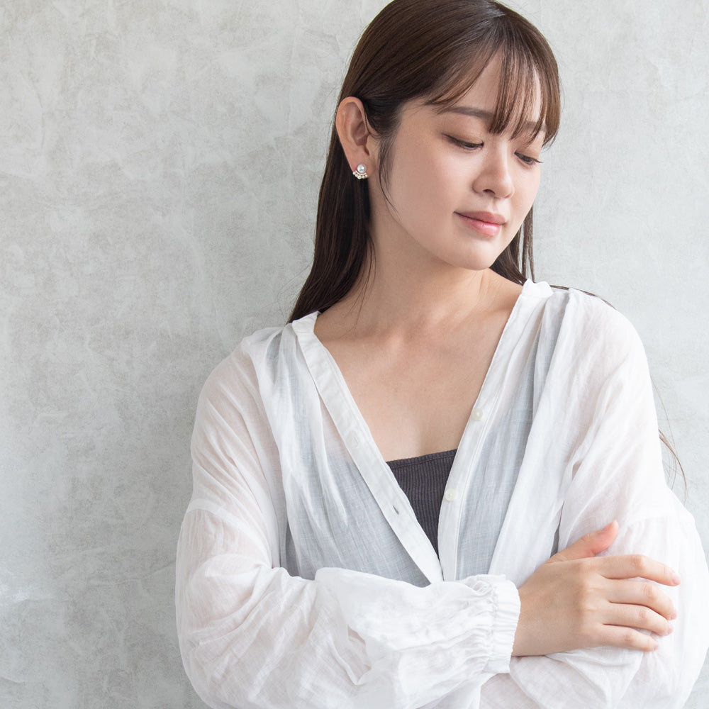 ピアス ニッケルフリー メタル ミニ キュービックジルコニア パール チタンポスト スタッドピアス