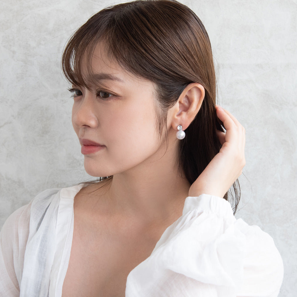 ピアス ニッケルフリー メタル キュービックジルコニア パール チタンポスト スタッドピアス