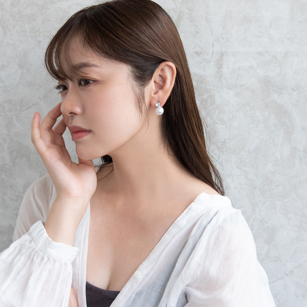 ピアス ニッケルフリー メタル キュービックジルコニア パール チタンポスト スタッドピアス