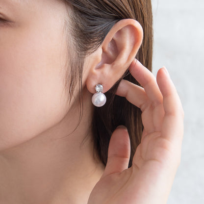 ピアス ニッケルフリー メタル キュービックジルコニア パール チタンポスト スタッドピアス