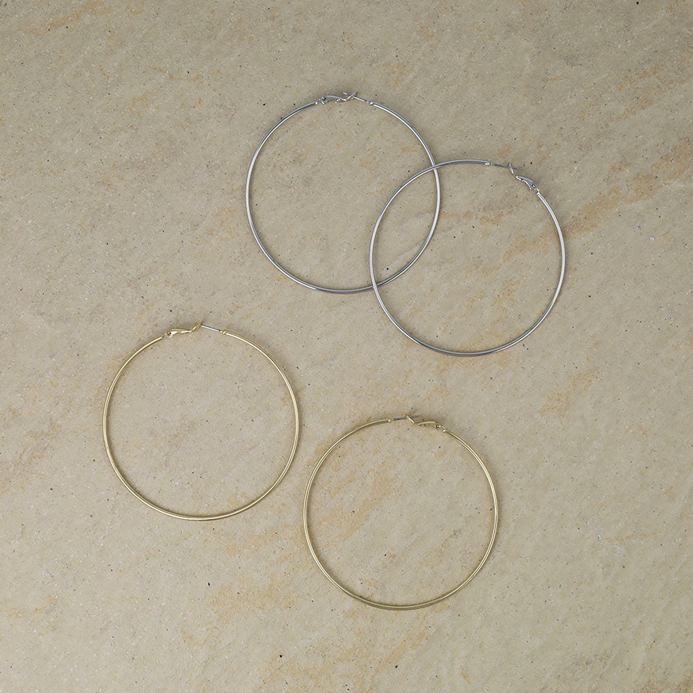 ピアス ニッケルフリー メタル 70mm チタンポスト フープピアス