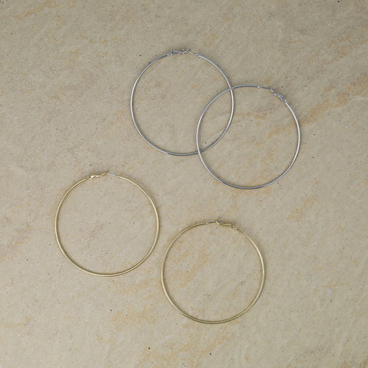ピアス ニッケルフリー メタル 70mm チタンポスト フープピアス