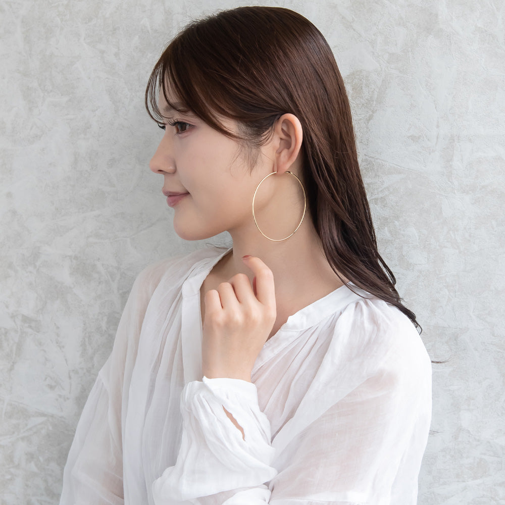 ピアス ニッケルフリー メタル 70mm チタンポスト フープピアス