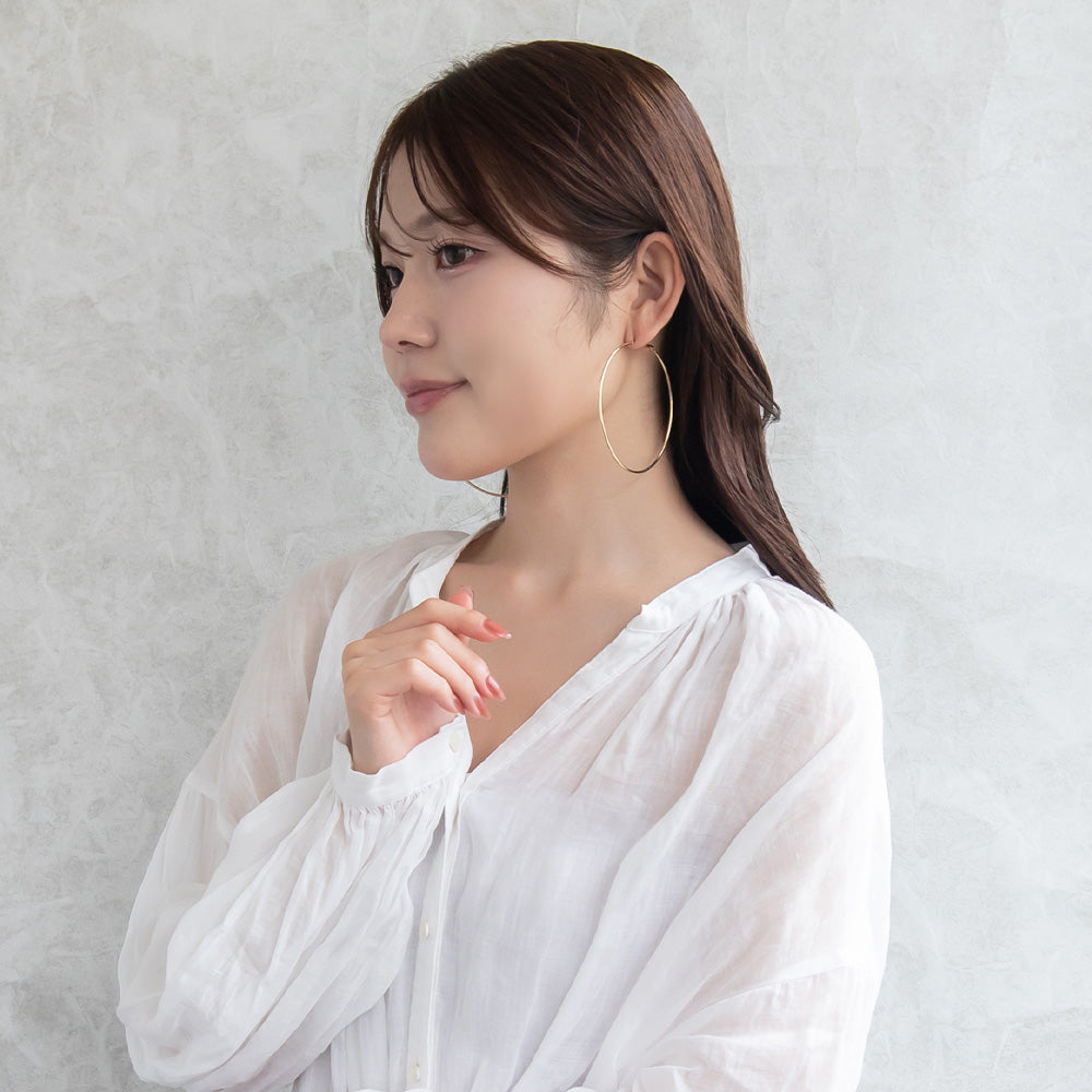 ピアス ニッケルフリー メタル 70mm チタンポスト フープピアス