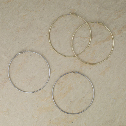 ピアス ニッケルフリー メタル 80mm チタンポスト フープピアス