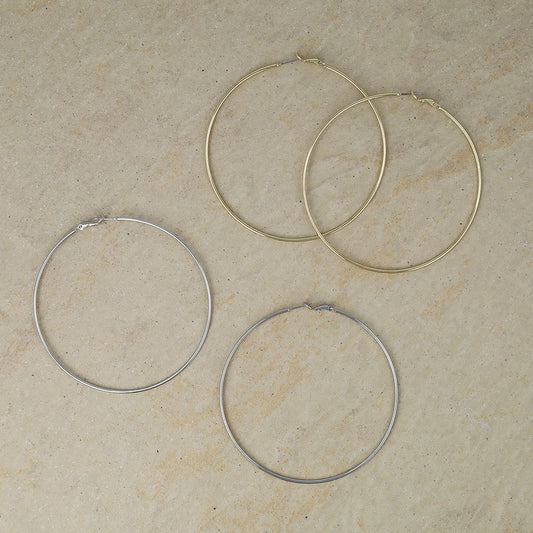 ピアス ニッケルフリー メタル 80mm チタンポスト フープピアス