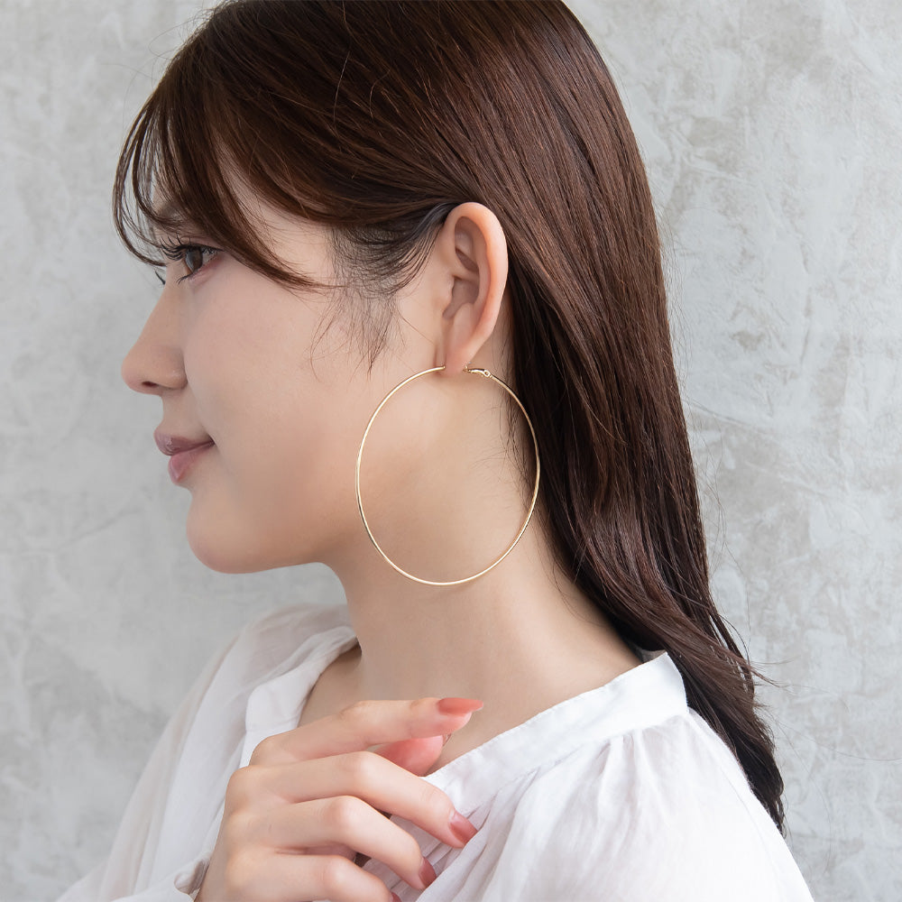 ピアス ニッケルフリー メタル 80mm チタンポスト フープピアス