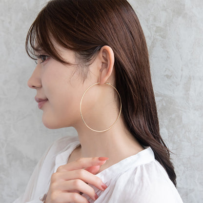 ピアス ニッケルフリー メタル 80mm チタンポスト フープピアス