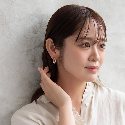 ピアス ニッケルフリー メタル フロッキー カラー カーブ ライン クロス チタンポスト スタッドピアス