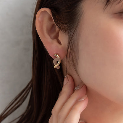 ピアス ニッケルフリー メタル フロッキー カラー カーブ ライン クロス チタンポスト スタッドピアス