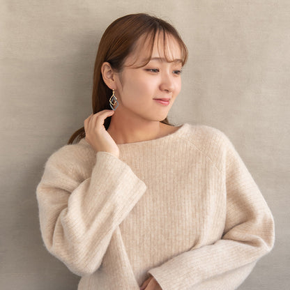 ピアス ニッケルフリー メタル フロッキー カラー ツイスト ロンバス チタンポスト スタッドピアス